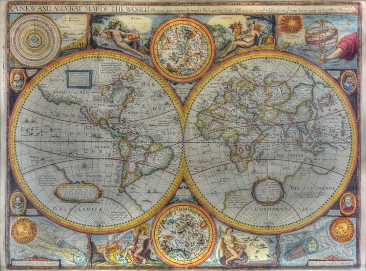 Świat z 1651 roku. Mapa ścienna antyczna