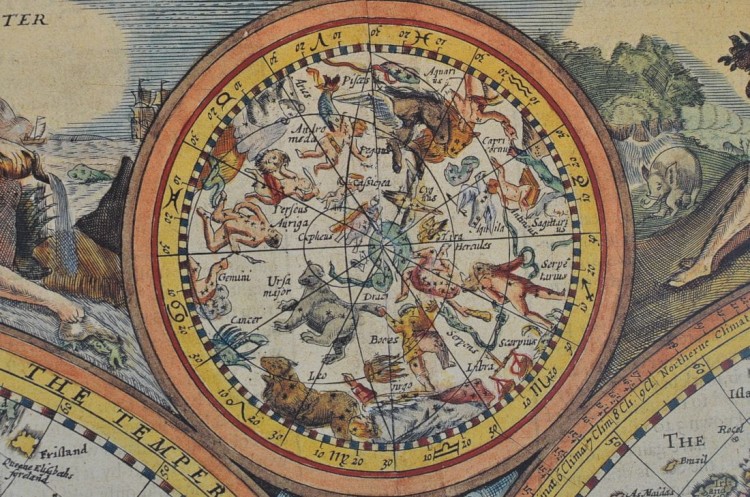Świat z 1651 roku. Arkusz, mapa ścienna antyczna. Fragment 3