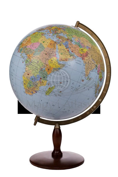 Globus polityczny 42 cm. Drewniana podstawa