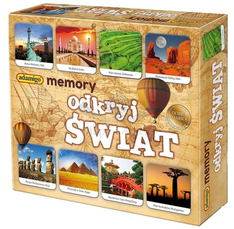 Memory - Odkryj świat. Gra edukacyjna. Adamigo