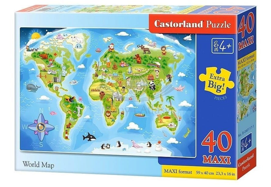 Świat. Mapa, puzzle 40 elementów maxi