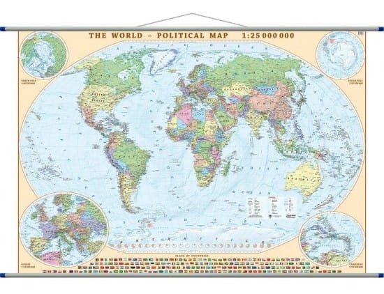 Świat 1:25 000 000. Mapa ścienna polityczna w języku angielskim