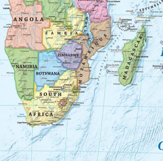 Świat 1:25 000 000. Mapa ścienna polityczna w języku angielskim. Fragment 5