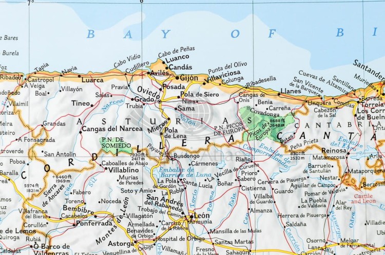 Hiszpania i Portugalia 1:2 074 000. Mapa ścienna wydawnictwa National Geographic. Fragment 1