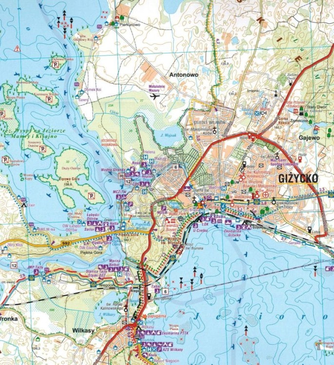 Wielkie Jeziora Mazurskie. Mapa turystyczna wydawnictwa Galileos. Fragment 1