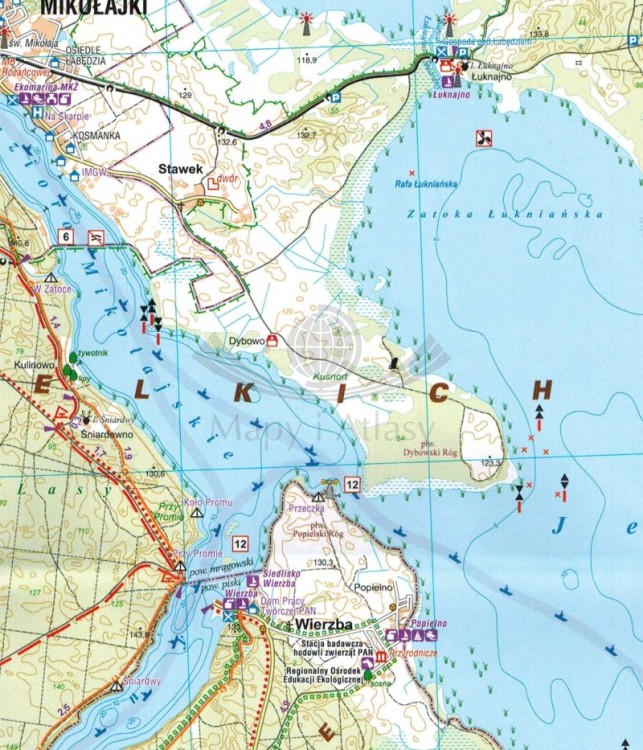 Wielkie Jeziora Mazurskie. Mapa turystyczna wydawnictwa Galileos. Fragment 2