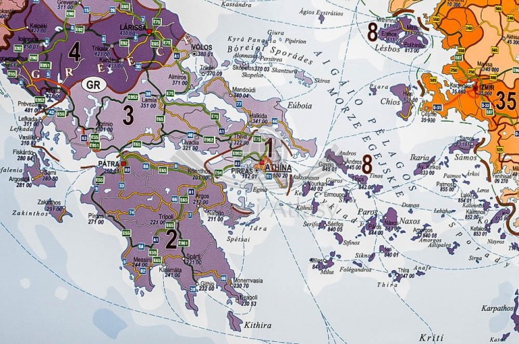 Europa 1:3 600 000. Mapa kodowa w ramie Wydawnictwa Piętka. Fragment 4