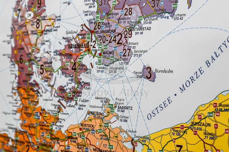 Europa 1:3 600 000. Mapa kodowa w ramie Wydawnictwa Piętka. Fragment 6