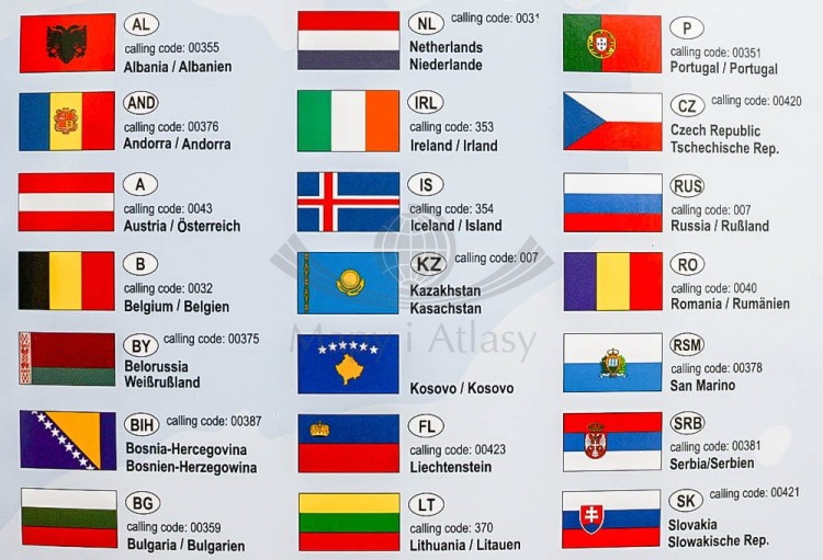 Europa 1:3 600 000. Mapa kodowa do wpinania Wydawnictwa Piętka. Fragment 7