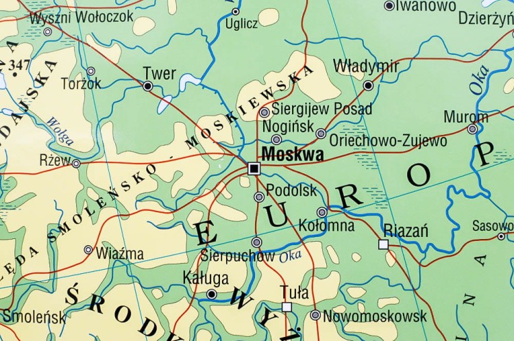 Europa 1:4 500 000. Mapa fizyczna w ramie Wydawnictwa Piętka. Fragment 3