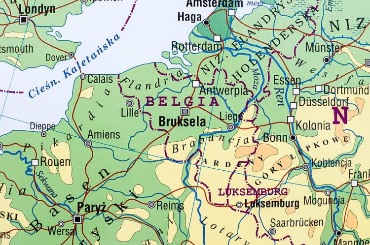 Europa 1:4 500 000. Mapa fizyczna do wpinania Wydawnictwa Piętka. Fragment 2