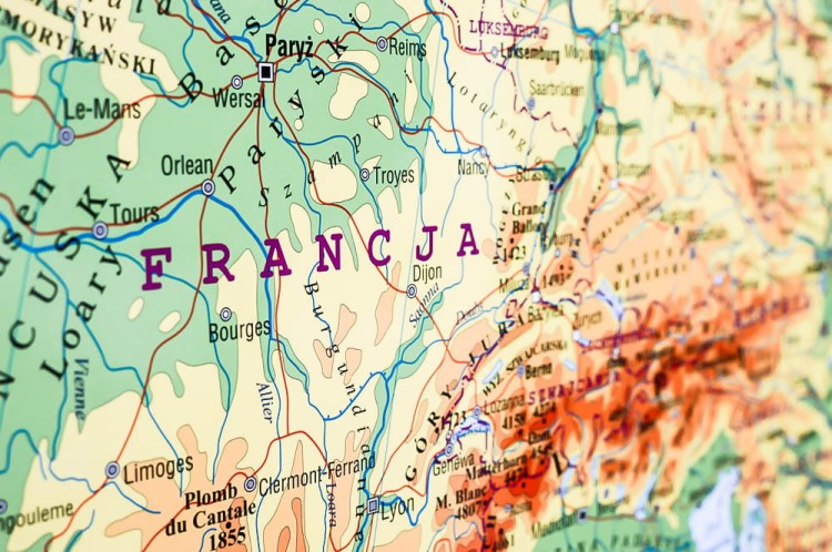 Europa 1:4 500 000. Mapa fizyczna magnetyczna Wydawnictwa Piętka. Fragment 6