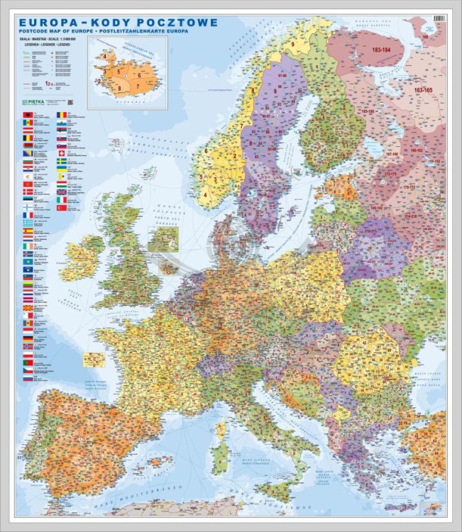 Europa 1:3 600 000. Mapa kodowa w ramie Wydawnictwa Piętka