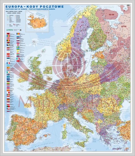 Europa 1:3 600 000. Mapa kodowa do wpinania Wydawnictwa Piętka