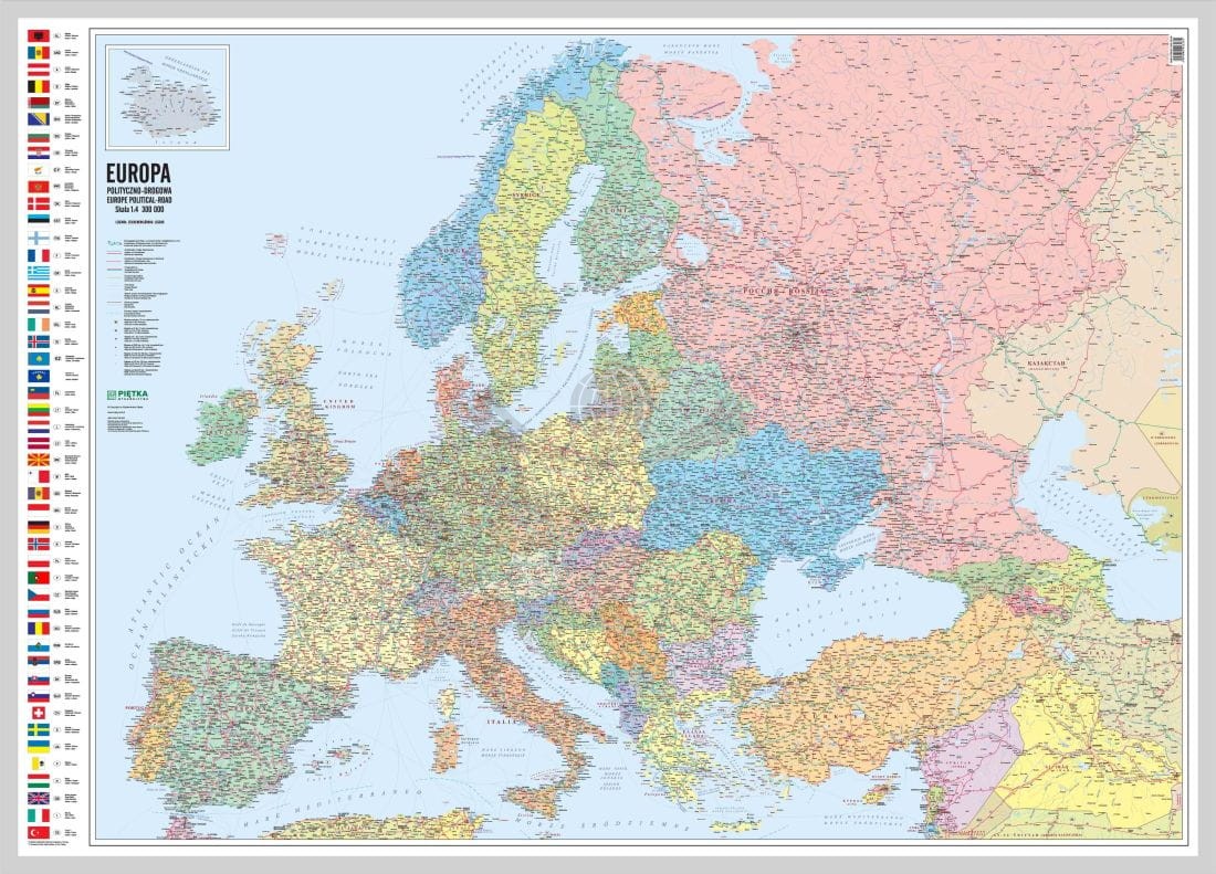 Europa 1:4 300 000. Mapa polityczno-drogowa w ramie