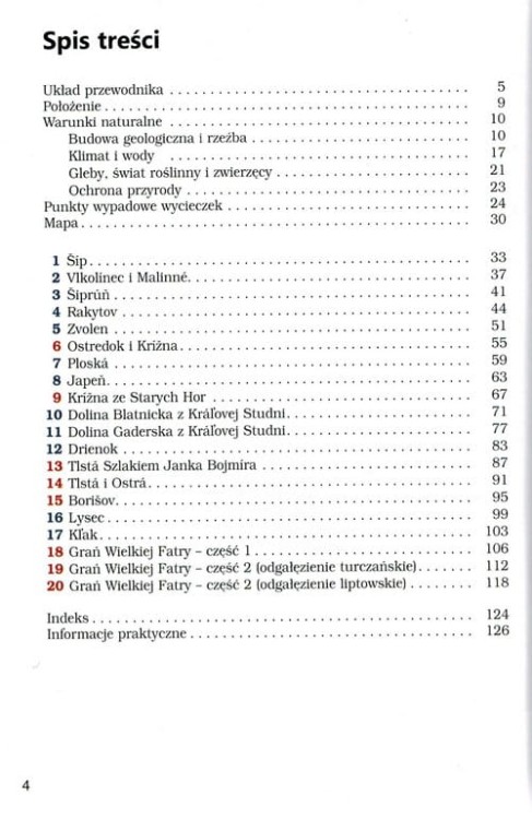 Wielka Fatra. Przewodnik turystyczny wydawnictwa Sklep Podróżnika. Spis treści