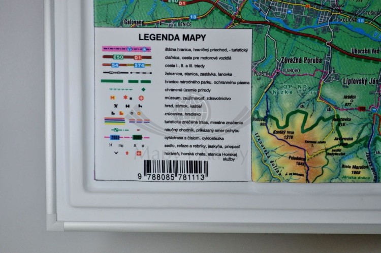 Tatry 1:66 666. Mapa plastyczna (trójwymiarowa). Rama aluminiowa. Legenda