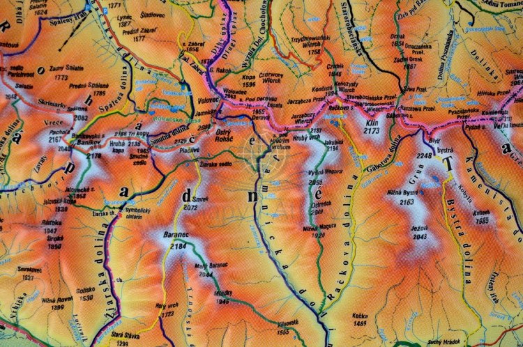Tatry 1:66 666. Mapa plastyczna (trójwymiarowa). Rama aluminiowa. Fragment 1