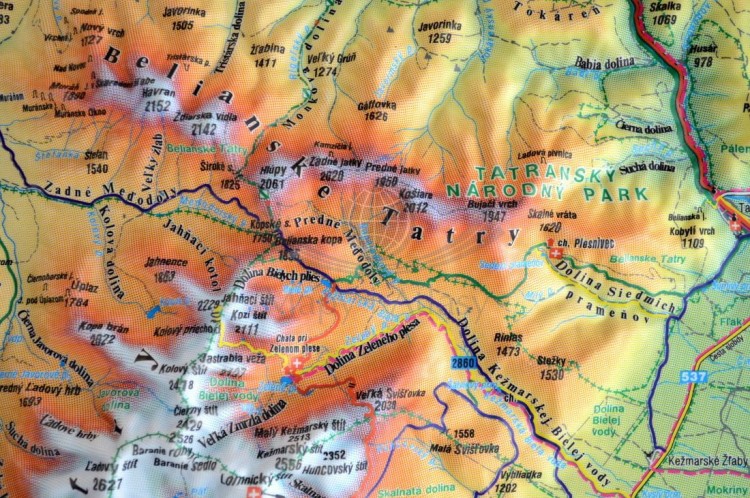 Tatry 1:66 666. Mapa plastyczna (trójwymiarowa). Rama aluminiowa. Fragment 2