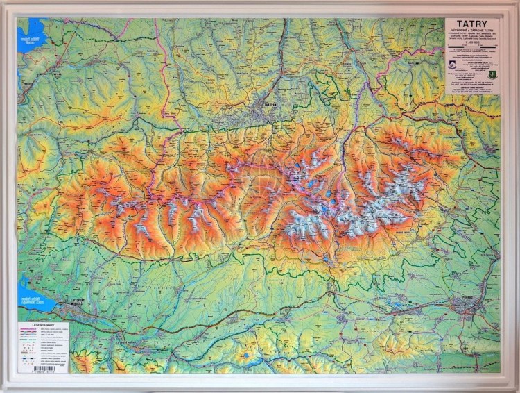Tatry 1:66 666. Mapa plastyczna (trójwymiarowa). Rama aluminiowa