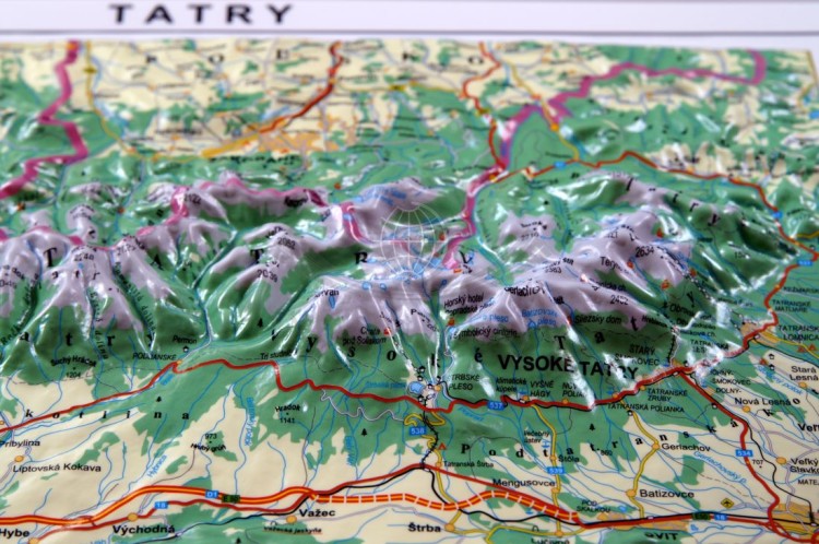 Tatry. Mapa plastyczna (trójwymiarowa). Fragment 1