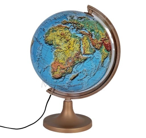 Globus fizyczny 32 cm. Podświetlany 3D. Plastikowa podstawa