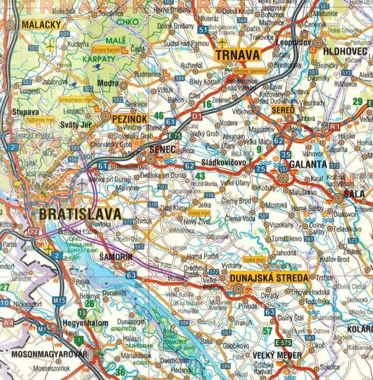 Słowacja 1:500 000. Mapa samochodowo-krajoznawcza wydawnictwa Galileos. Fragment 1