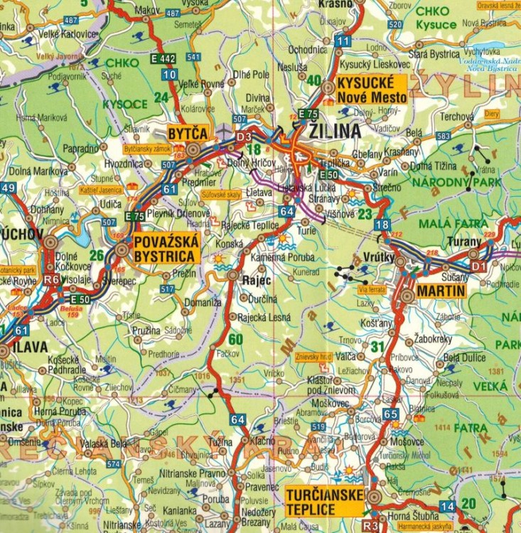 Słowacja 1:500 000. Mapa samochodowo-krajoznawcza wydawnictwa Galileos. Fragment 2