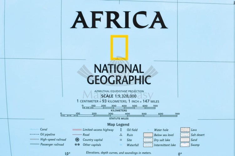 Afryka. Mapa polityczna w ramie drewnianej. Wydawnictwo: National Geographic. Legenda