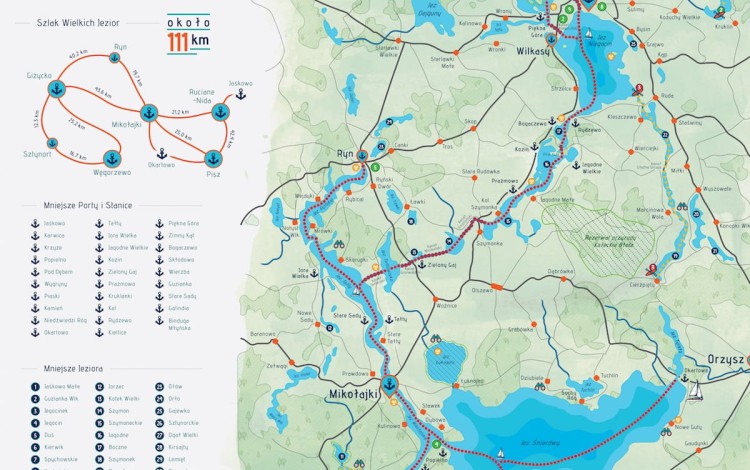 Mazury. Szlakiem Wielkich Jezior Mazurskich. Mapa zdrapka. Fragment 2