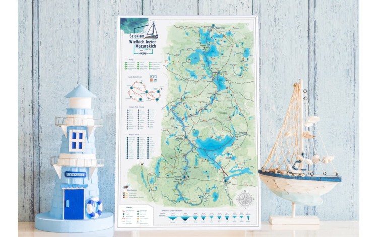 Mazury. Szlakiem Wielkich Jezior Mazurskich. Mapa zdrapka. Przykład oprawy i aranżacji 1