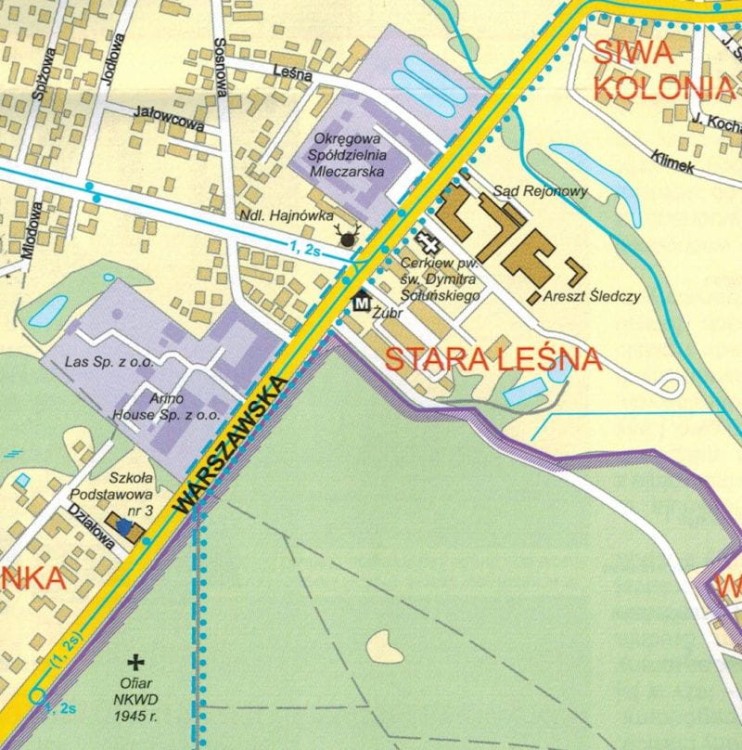 Hajnówka 1:10 000. Powiat Hajnowski, Białowieża, Puszcza Białowieska. Plan miasta / Mapa turystyczna wydawnictwa  TD Mapy. Fragment 2