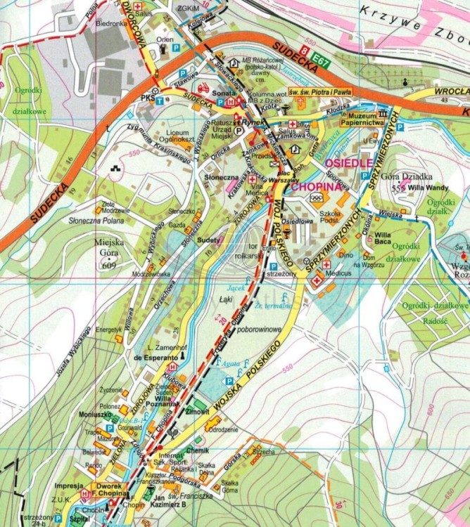 Kudowa, Duszniki, Polanica-Zdrój. Mapa / Plan miasta wydawnictwa Eko-Graf. Fragment 1