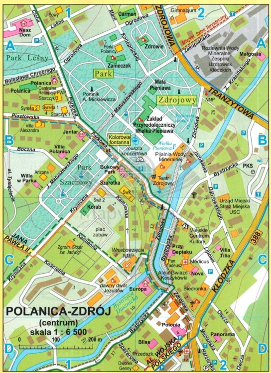 Kudowa, Duszniki, Polanica-Zdrój. Mapa / Plan miasta wydawnictwa Eko-Graf. Przykładowy plan miasta