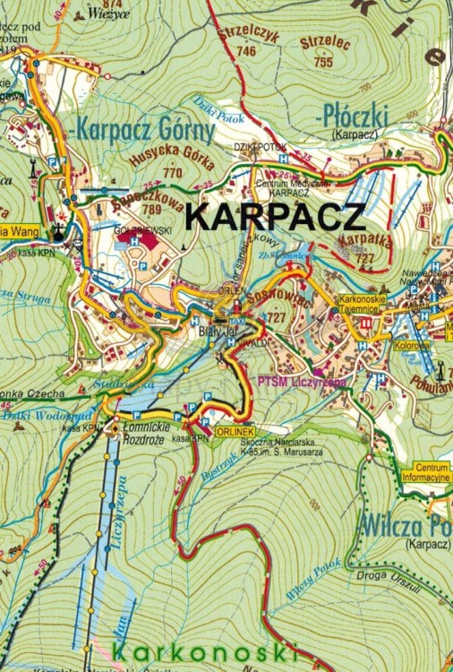 Karpacz 1:7 500. Mapa / Plan miasta wydawnictwa Galileos. Fragment 2