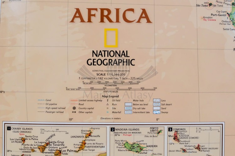 Afryka 1:14 244 000. Mapa ścienna ekskluzywna wydawnictwa National Geographic. Legenda