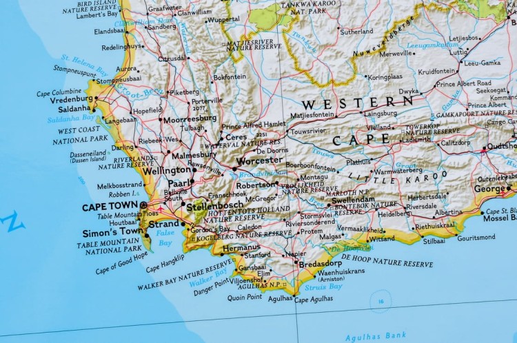 Afryka Południowa (RPA) 1:3 044 000. Mapa ścienna. National Geographic. Fragment 1