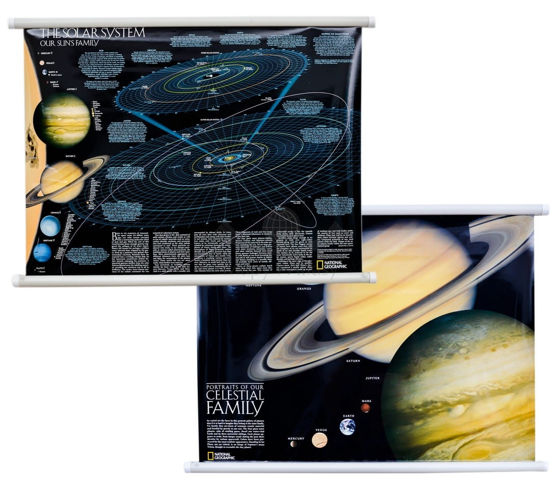 Układ Słoneczny / The Solar System. Dwustronna mapa ścienna. National Geographic