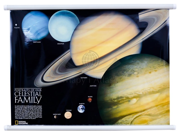 Układ Słoneczny. Dwustronna mapa ścienna. National Geographic. Druga strona