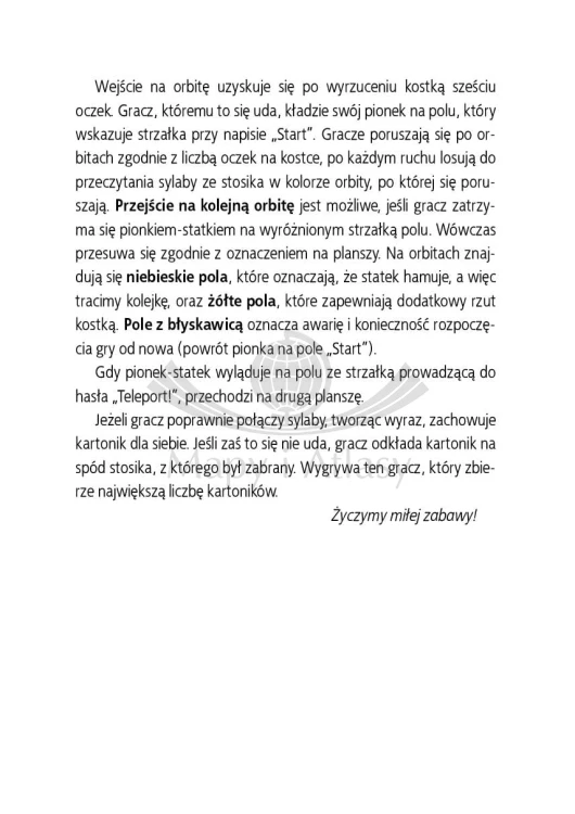 Słowa na orbicie. Gra edukacyjna. Instrukcja 2