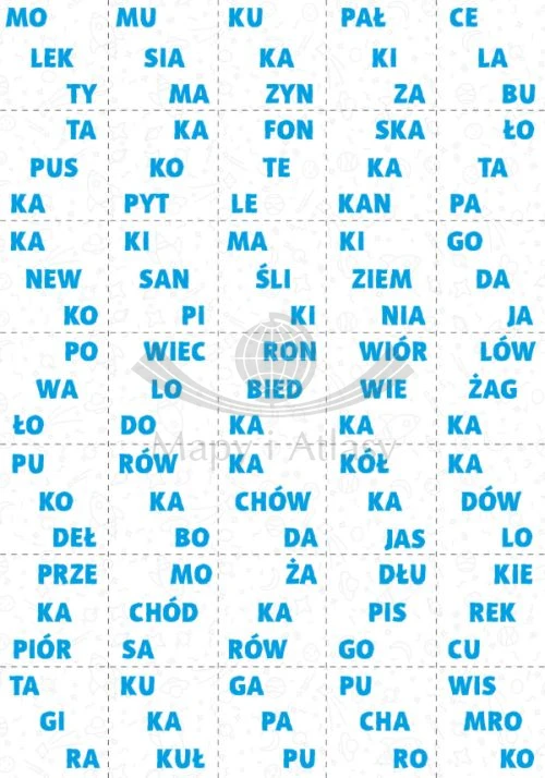 Słowa na orbicie. Gra edukacyjna. Karty 1