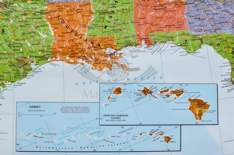 USA / Stany Zjednoczone 1:2 815 000. Mapa ozdobna w wersji magnetycznej. Wydawnictwo: National Geographic. Fragment 6