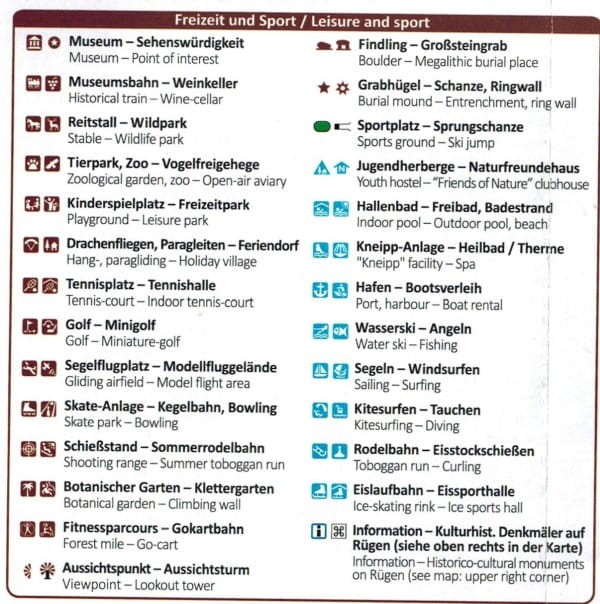 Rugia. Laminowana mapa turystyczna 737 wydawnictwa Kompass. Legenda 3