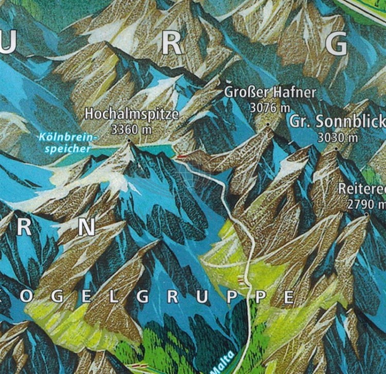 Worthersee, Karawanken West. Wodoodporna mapa turystyczna 61 wydawnictwa Kompass. Panorama - fragment
