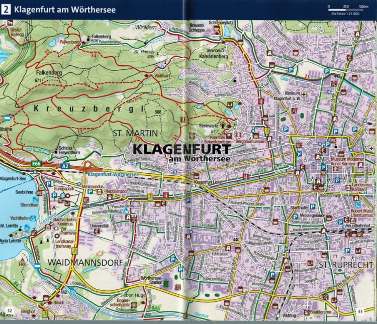 Worthersee, Karawanken West. Wodoodporna mapa turystyczna 61 wydawnictwa Kompass.  Informator - przykładowa strona 2