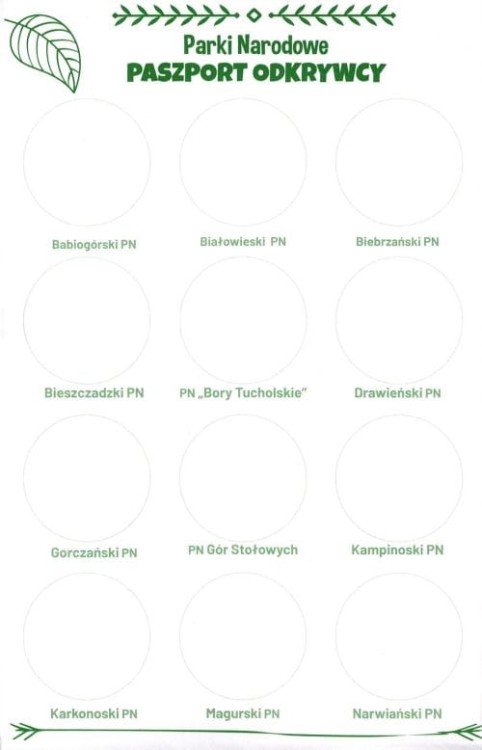 Polska. Parki Narodowe. Składana mapa dla dzieci wydawnictwa Galileos. Kolorowanka - miejsce na pieczątki