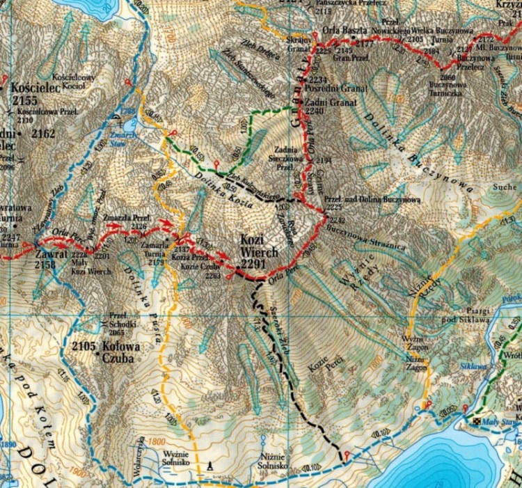 Zakopane i Tatry. Laminowana mapa turystyczna wydawnictwa Demart.  Fragment 1