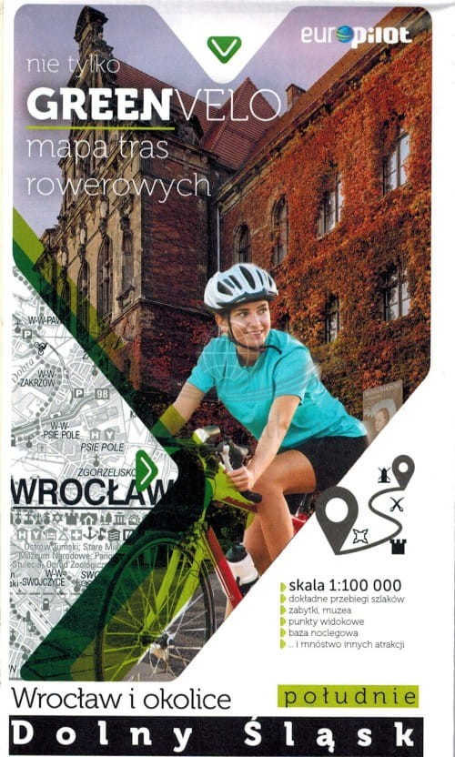 Wrocław i okolice, część południowa. Dolny Śląsk. Mapa turystyczna tras rowerowych. Nie tylko Green Velo. Euro Pilot