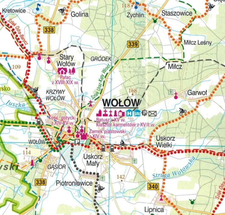 Wrocław i okolice, część północna. Dolny Śląsk. Mapa turystyczna tras rowerowych. Nie tylko Green Velo. Euro Pilot. Fragment 1
