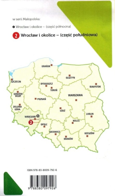 Wrocław i okolice, część południowa. Dolny Śląsk. Mapa turystyczna tras rowerowych. Nie tylko Green Velo. Euro Pilot. Okładka  tył